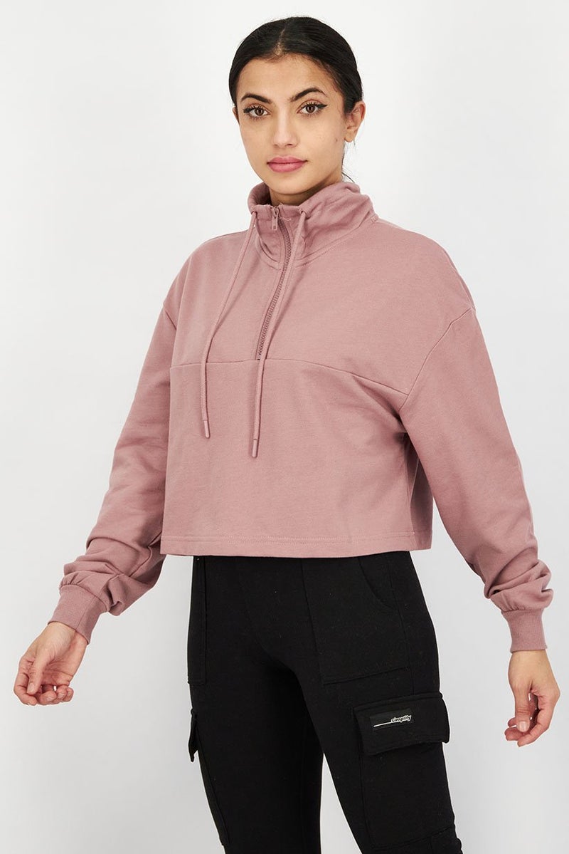 XOXO Women Sportswear Fit Long Sleeve Sweatshirt, Muave - Image 4