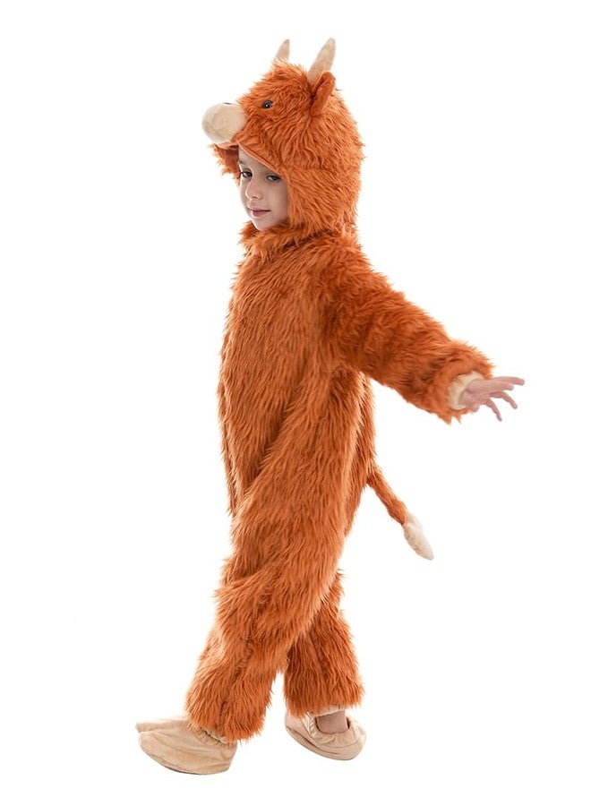 HSCTEK Baby Highland Cow Costume, Infant Cow Cosplay Newborn Boys Girls, Toddler Halloween Onesie Suit Kids 18-24 Months Brown - Image 5