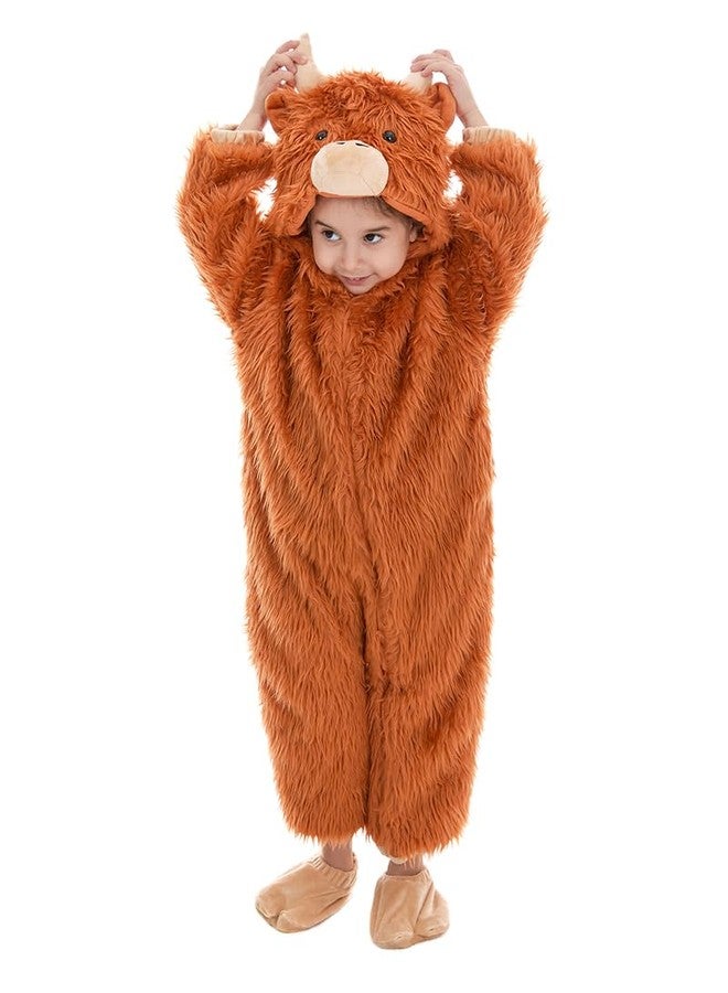 HSCTEK Baby Highland Cow Costume, Infant Cow Cosplay Newborn Boys Girls, Toddler Halloween Onesie Suit Kids 18-24 Months Brown - Image 3