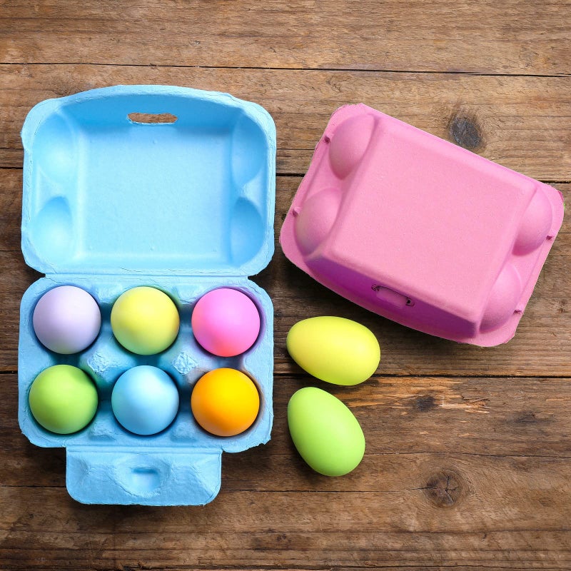 LayHyand Half Dozen Colored Egg Cartons 20 Pack, Natural Pulp Paper Egg Cartons 6 Count for Chicken Eggs Reusable, Blank Colorful Easter Toy Color Storage Tray for Holds Up to Six 6 Egg Holder Basket Cardboard - Image 2