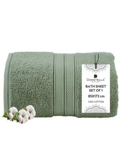 Donetella Premium 100 % Combed Cotton 1-Pcs Bath Sheet (85 X 172 CM) 600 GSM Large Towel, Highly Absorbent, Quick Dry,Best Towel for Bathroom, Spa And Hotel