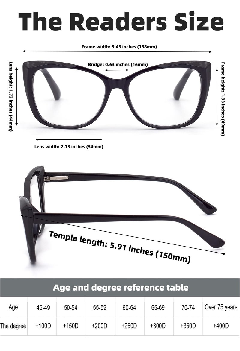 Autojouls 3-Pack Reading Glasses for Women，Oprah Style Frame Spring Hinge Clear Lens Readers Glasses, Black BlackPink Transparent 1.25 x - Image 5