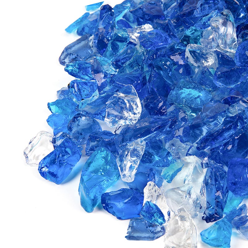 GASPRO 20 lbs Bahama Blend Fire Glass for Fire Pit Table, Decorative Gas Fireplace Glass Rocks, 1/2 Inch
