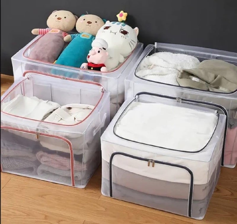 Zerolex Foldable Transparent Under bed Storage Bag for Clothes Box66 Litre Clothes Storage BagFolding Cabinet Boxes Zipper Large Capacity 66 liter Cloth Storage Bag - Image 5