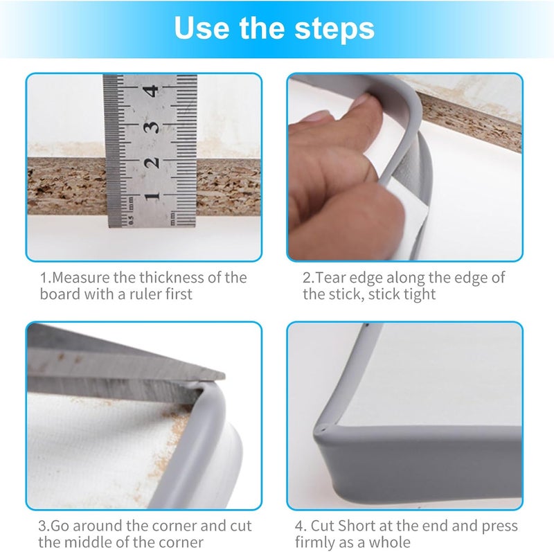 Grey Edge Banding 20Ft Fit 34 inch Edge  U Shape Countertop Edge Trim SelfAdhesive Edge Protector Flexible Corner Bumper Guards for Veneer Furniture Cabinet Table Sheet Metal