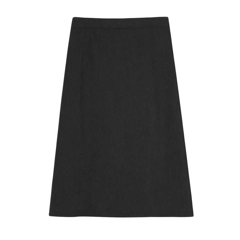 Plus Size High Waist Slit Midi Skirt Autumn Winter Thickened Slimming Cream White  - Image 2