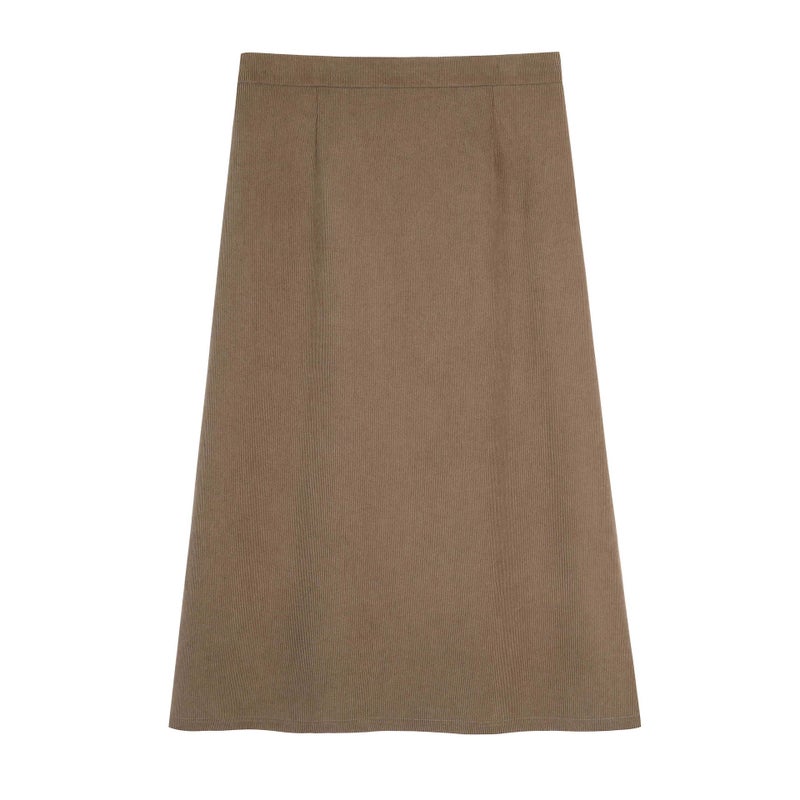 Plus Size High Waist Slit Midi Skirt Autumn Winter Thickened Slimming Cream White  - Image 4