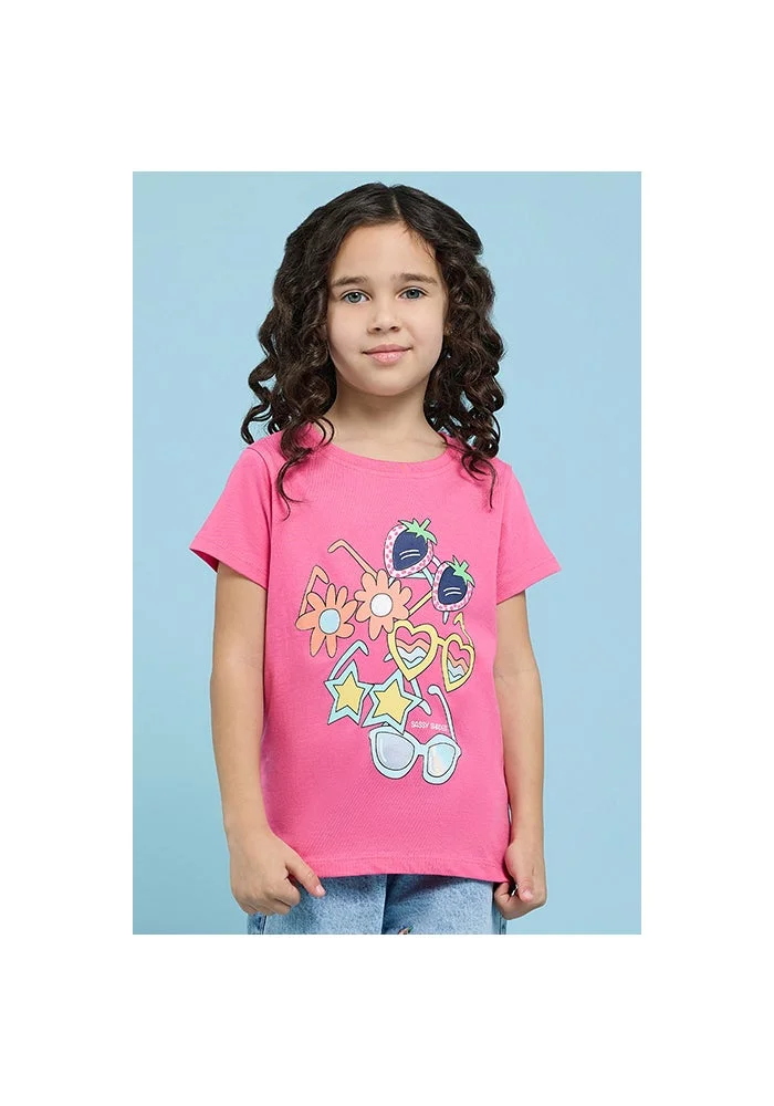 أر أند بي Printed T-Shirt with Crew Neck and Short Sleeves