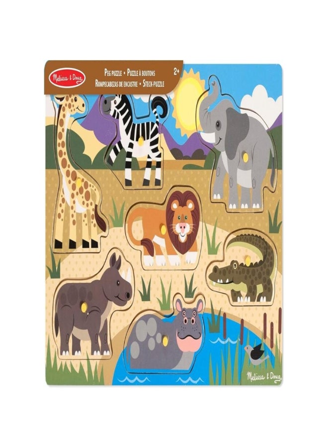 Melissa & Doug Wooden Adventure Safari Peg Puzzle Multicolour 21.84 x 1.27 x 29.72 cm SMD6073181 - Image 1