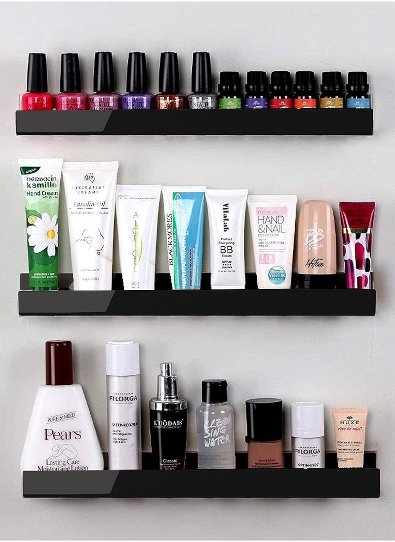 TPGP 8 Pack 15 Inch Black Acrylic Shelves - Floating Bookshelf for Kids Room, Modern Nail Polish Rack, Sunglasses Essential Oil Display, Picture Ledge, Toy Storage Wall Shelf  - Image 4