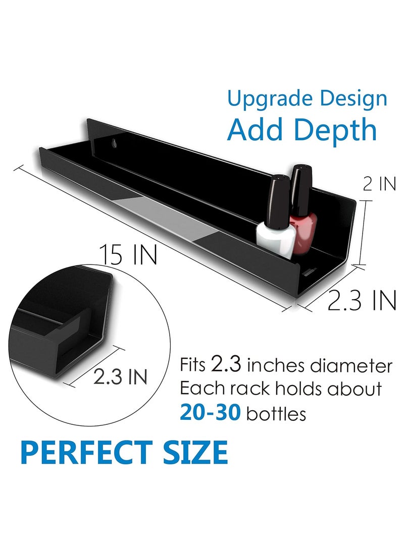 TPGP 8 Pack 15 Inch Black Acrylic Shelves - Floating Bookshelf for Kids Room, Modern Nail Polish Rack, Sunglasses Essential Oil Display, Picture Ledge, Toy Storage Wall Shelf  - Image 5