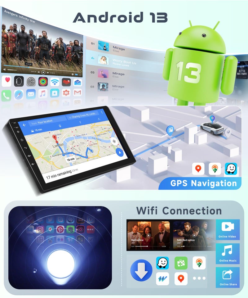 Podofo 4G+64G Car Radio for Toyota RAV4 2007-2011 with Wireless CarPlay/Android Auto, 10.1 Inch 1280 * 720P IPS Touch Screen Stereo Android 13 GPS WiFi Bluetooth DSP SWC HD Backup Camera - Image 5