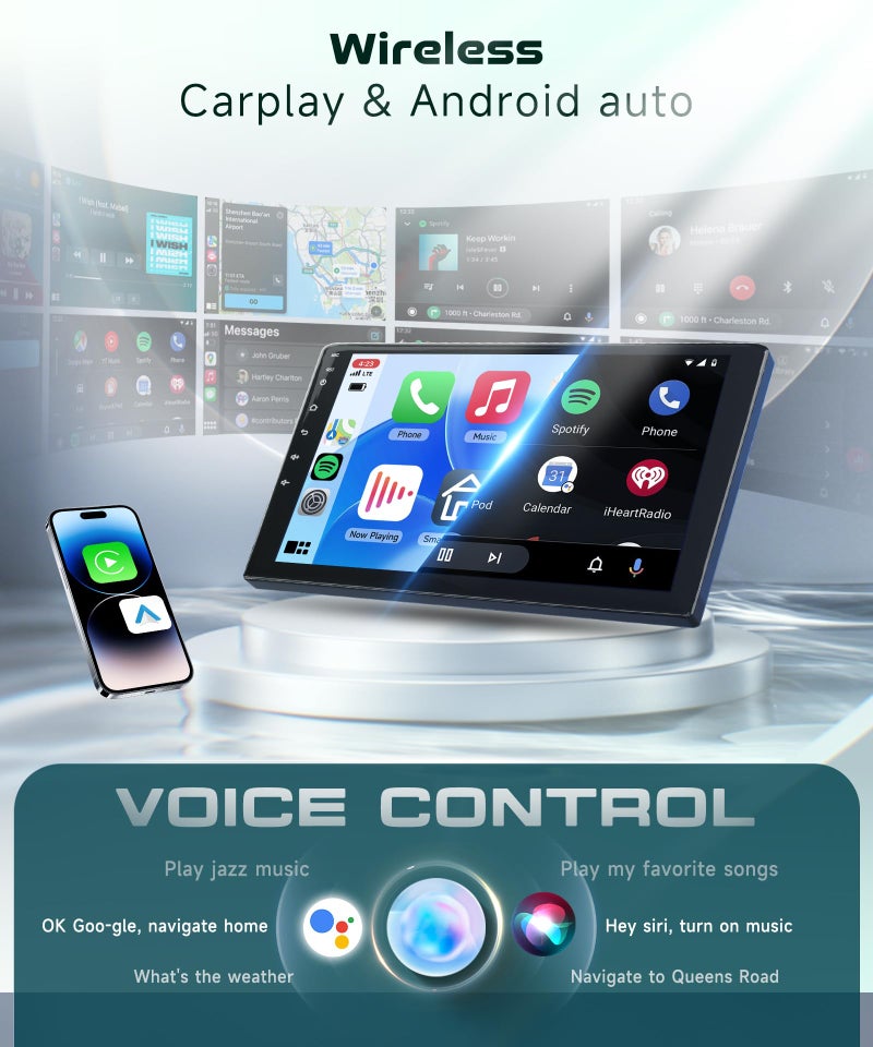 Podofo 4G+64G Car Radio for Toyota RAV4 2007-2011 with Wireless CarPlay/Android Auto, 10.1 Inch 1280 * 720P IPS Touch Screen Stereo Android 13 GPS WiFi Bluetooth DSP SWC HD Backup Camera - Image 3