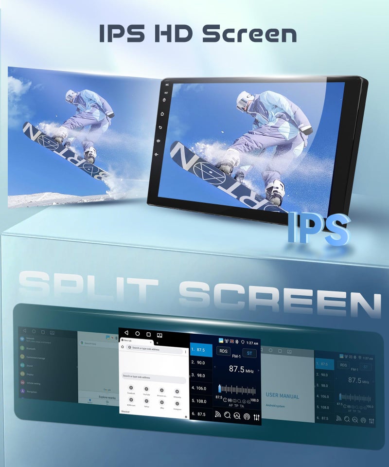 Podofo 4G+64G Car Radio for Toyota RAV4 2007-2011 with Wireless CarPlay/Android Auto, 10.1 Inch 1280 * 720P IPS Touch Screen Stereo Android 13 GPS WiFi Bluetooth DSP SWC HD Backup Camera - Image 4