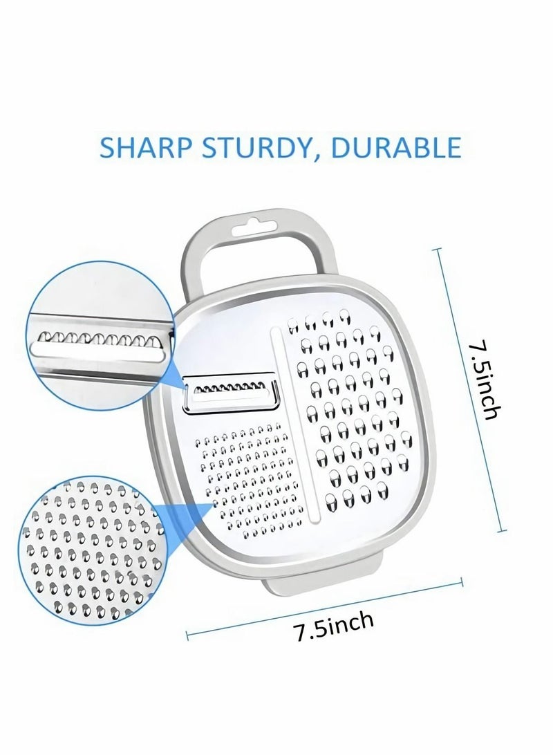 SYOSI Cheese Grater with Container, Stainless Steel Vegetable Chopper Ginger Shredder for Kitchen with Lid and Detachable Storage Container - Image 2