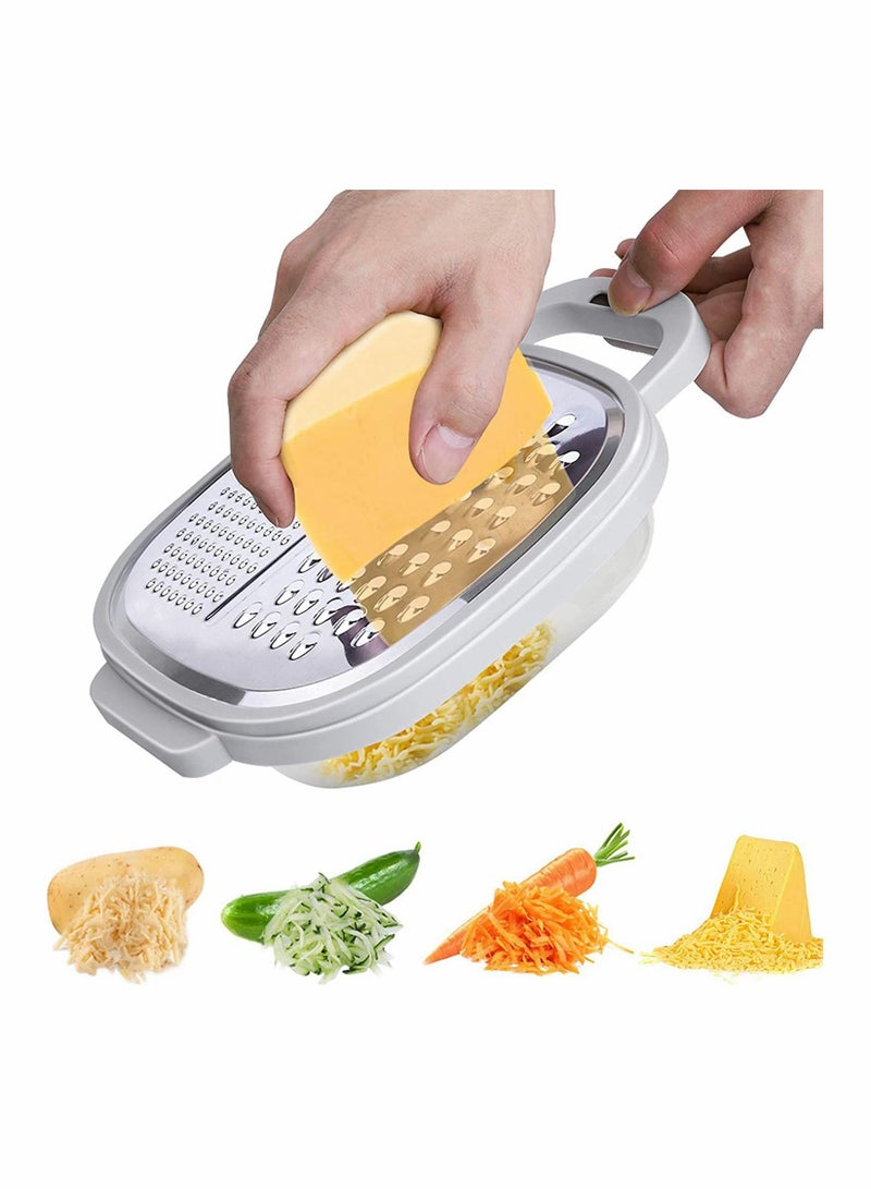 SYOSI Cheese Grater with Container, Stainless Steel Vegetable Chopper Ginger Shredder for Kitchen with Lid and Detachable Storage Container - Image 1