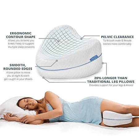 SAPRA Orthopedic Memory Foam Leg Pillow for Side Sleepers Ergonomic Contour Design with Cooling Gel for Sciatica Back and Hip Pain Relief Contour Thigh Pillow Leg Pad Support Cushion - Image 4
