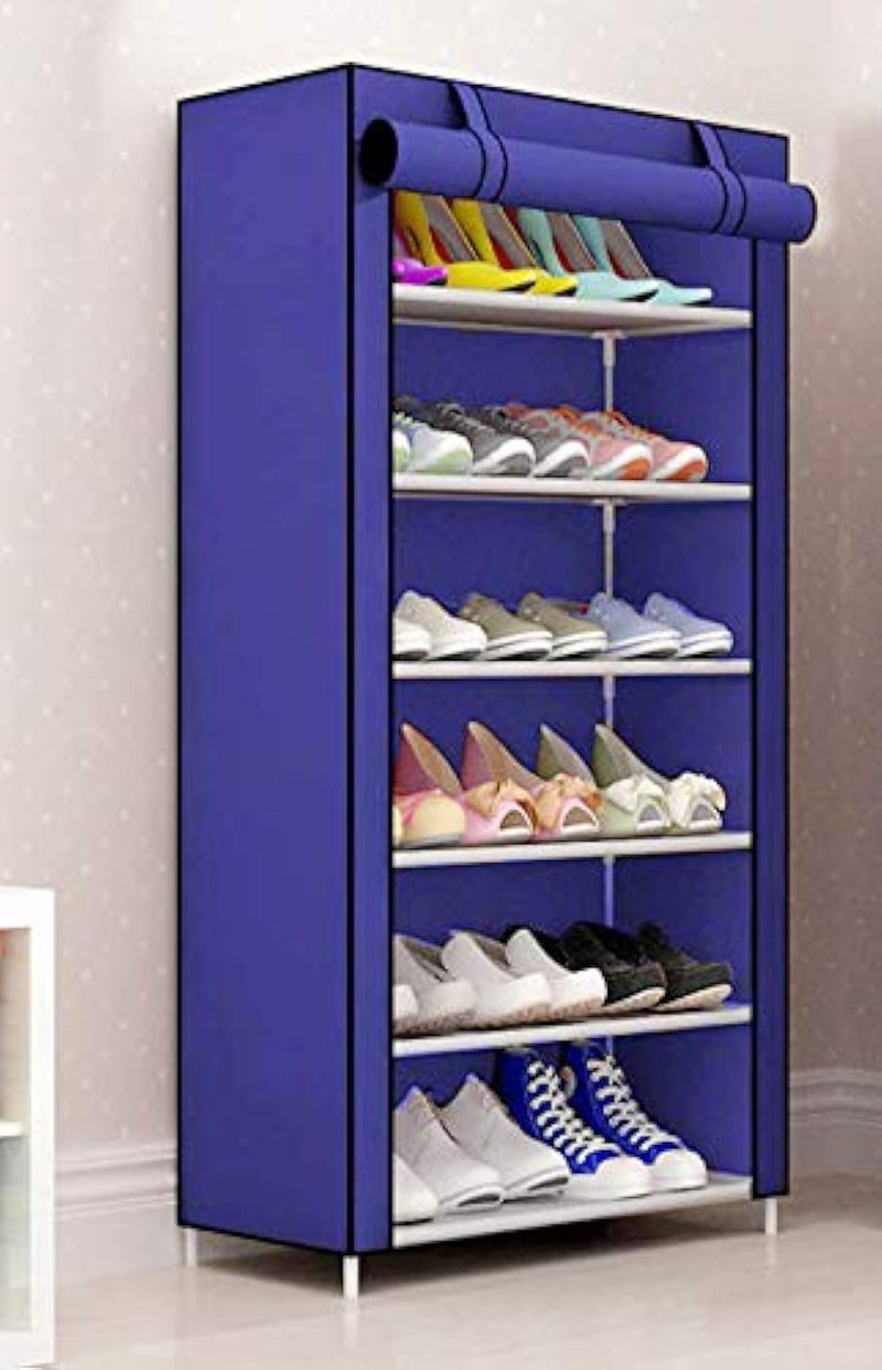 FLIPZON Premium 6-Tiers Shoe Rack/Multipurpose Storage Rack with Dustproof Cover (Iron Pipes, Non Woven Fabric, Plastic Connector) (Blue) - Image 2