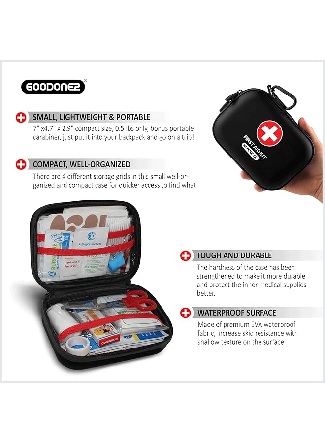 GOODONE2 200 Pcs First Aid Kit Clean Treat Protect Minor Cuts Scrapes. Home Office Car School Business Travel Emergency Kit Survival Hunting Outdoor Camping & Sports (200 Pcs) Black - Image 5