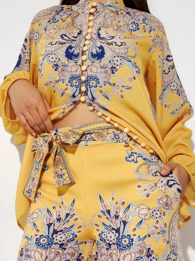 Jennyfer Paisley Tie-front Blouse And Shorts Set - Image 4