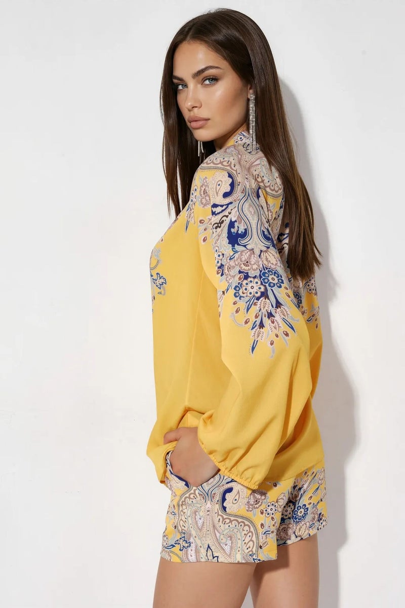 Jennyfer Paisley Tie-front Blouse And Shorts Set - Image 2