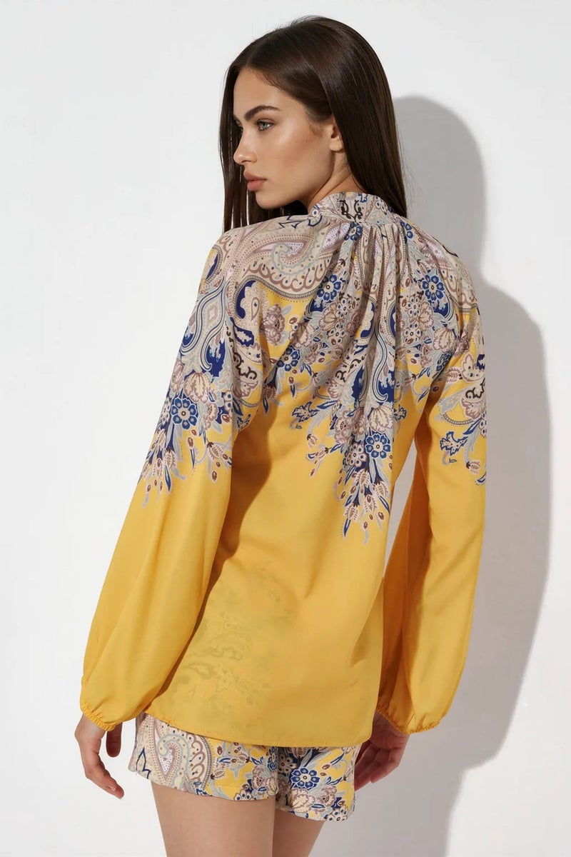Jennyfer Paisley Tie-front Blouse And Shorts Set - Image 3