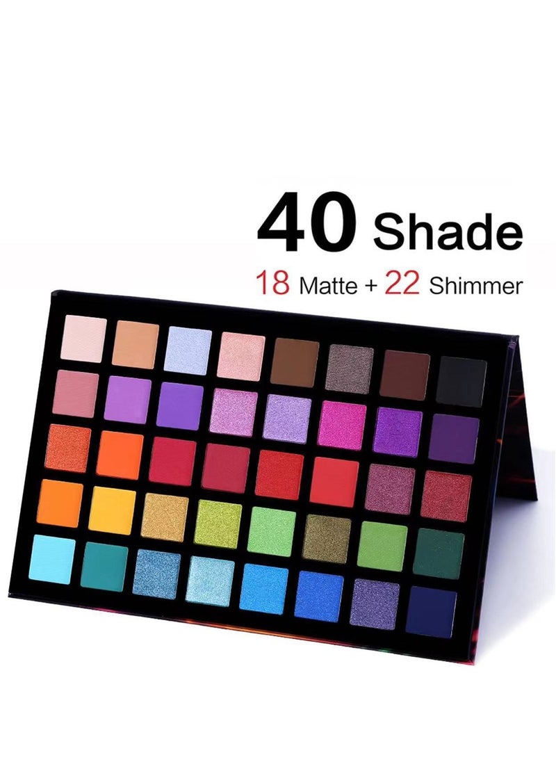 GLAZZI Bright 40 piece colour eyeshadow palette gift Set - make up beauty products - vegan gifts for women - peta certified cruelty free - matte - yellow, bronze shimmer, orange, red & more  - Image 1