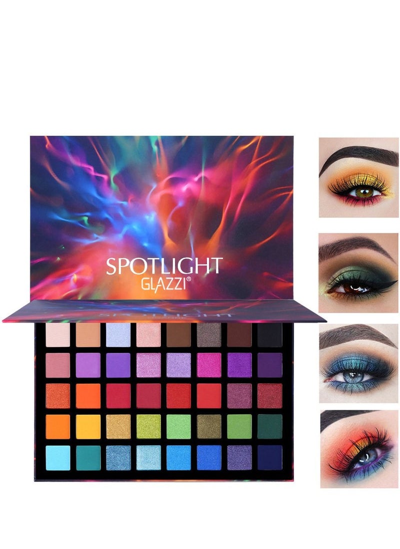 GLAZZI Bright 40 piece colour eyeshadow palette gift Set - make up beauty products - vegan gifts for women - peta certified cruelty free - matte - yellow, bronze shimmer, orange, red & more  - Image 2