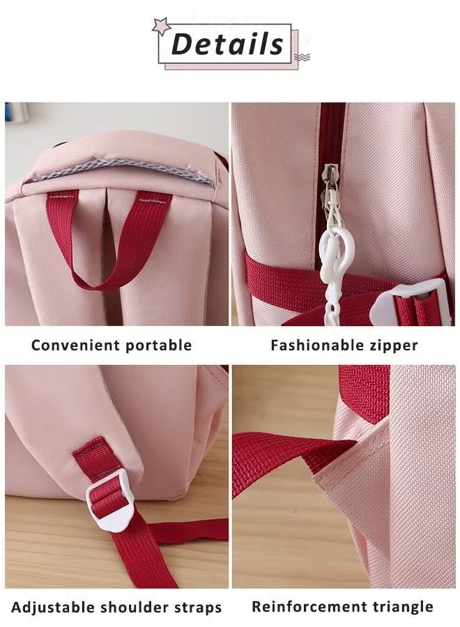 Student Backpack,  5-Piece Backpack Set with Cute Bear Accessories - School Bag, Shoulder Bag, Tote Bag, Pencil Case and Pouch - Perfect for Student Back to School Supplies (pink) - Image 4