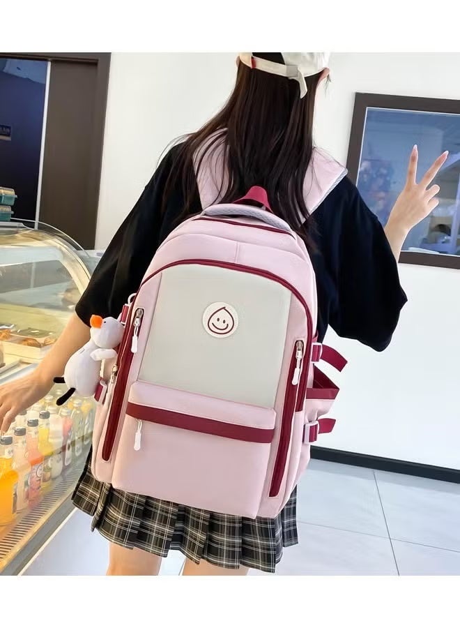 Student Backpack,  5-Piece Backpack Set with Cute Bear Accessories - School Bag, Shoulder Bag, Tote Bag, Pencil Case and Pouch - Perfect for Student Back to School Supplies (pink) - Image 3