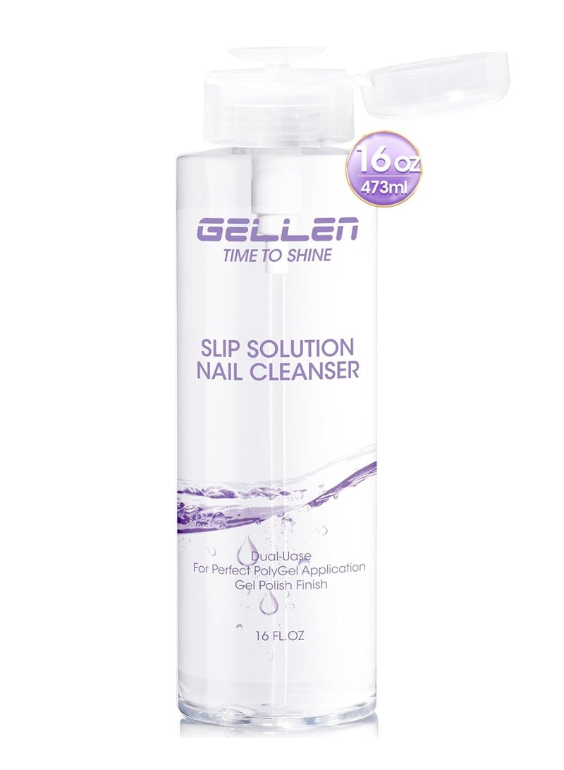 Gellen 16oz Multi-Purpose Nail Cleanser, Pump Bottle Design Nail Surface Cleaner for Prep Nails, Tacky Residue Remover for High-Shine Gel Top Coat, Polygel Slip Solution, Nail Cleaning for Manicure - Image 1