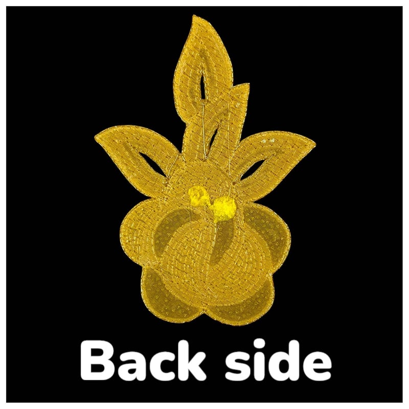 Ushaworks Gold SewOn Appliqu Patch with Beaded SewOn Appliqu Patch with Floral and Leaf Design for Suits Pack of 1 pcs - Image 2