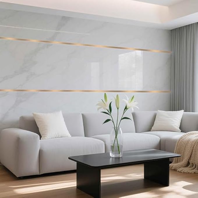 10PCS SELF-ADHESIVE FLEXIBLE MOLDING TRIM 7.8" X 0.4" MIRROR LIKE STICKER ACRYLIC GAP FILLER TRIM STRIP DECALS STICKER FOR WALL FRAMES WALLPAPER BORDER WAIST LINES, GOLD - Image 3