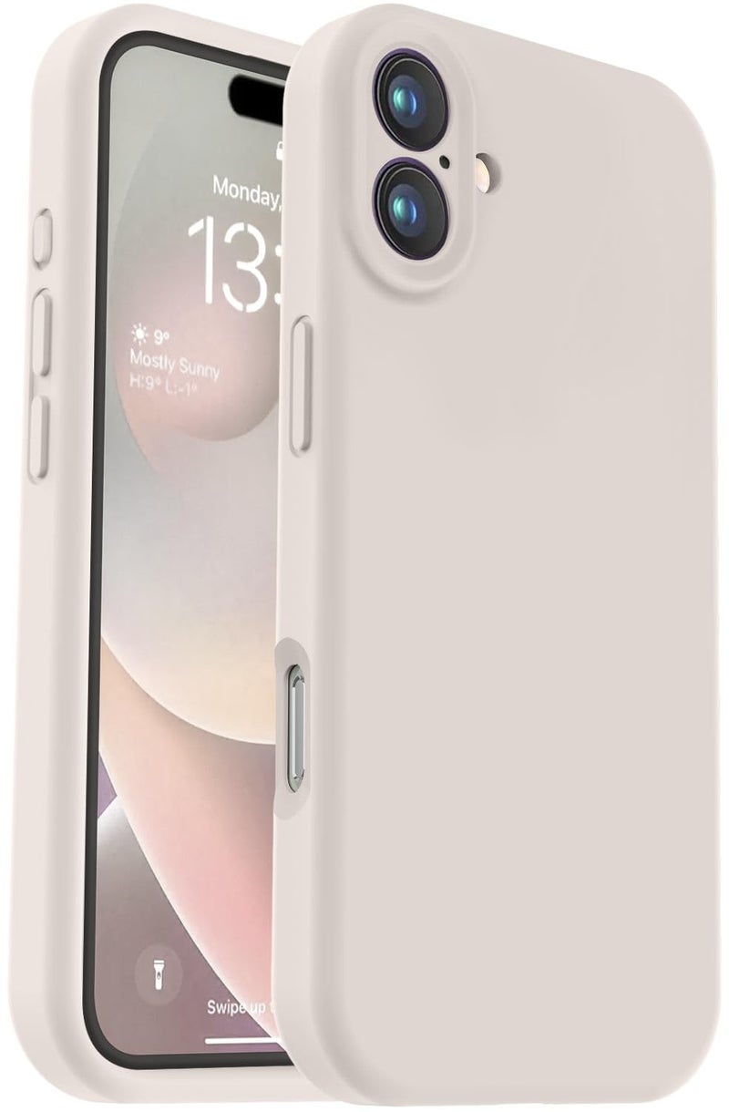 Vooii Compatible with iPhone 16 Case, Liquid Silicone Upgrade [Camera Protection] [Soft Anti-Scratch Microfiber Lining] Shockproof Phone Case for iPhone 16 6.1 inch - Stone - Image 1