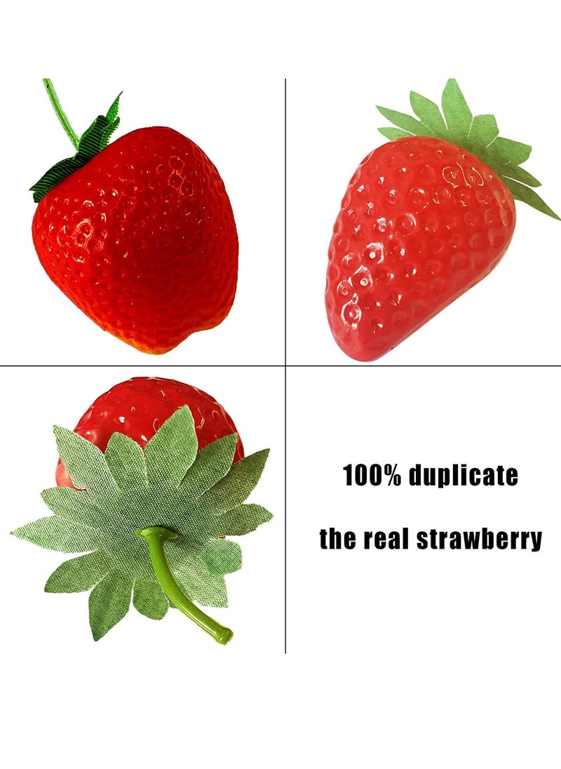 SYOSI 30 Pieces Artificial Strawberries of Assorted Sizes Lifelike Plastic Fake Fruit Decoration for Home Kitchen Party Photography Props Red  - Image 5