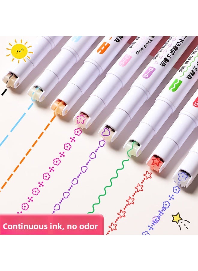 6-Piece Roller Stamp Pens Set, Assorted Designs - Non-Toxic & Acid-Free Outline Marker for Kids, Girls & Adults - for Art Crafts, Journaling, Scrapbooking & Note Taking - Image 1