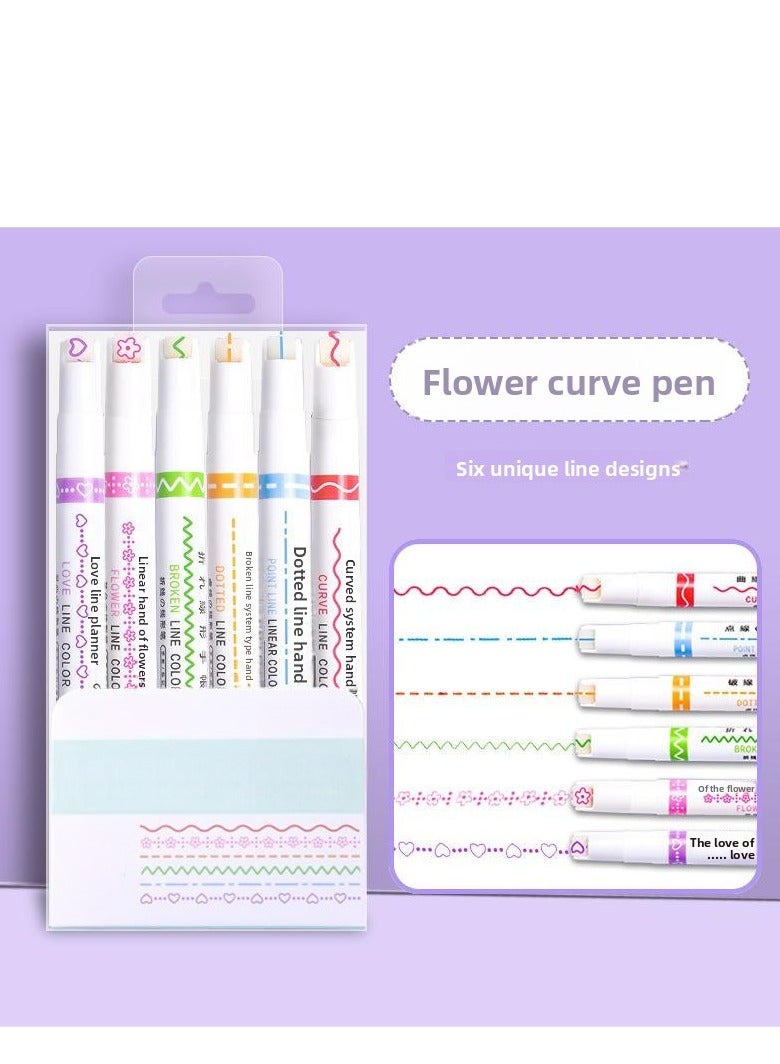 6-Piece Roller Stamp Pens Set, Assorted Designs - Non-Toxic & Acid-Free Outline Marker for Kids, Girls & Adults - for Art Crafts, Journaling, Scrapbooking & Note Taking - Image 5