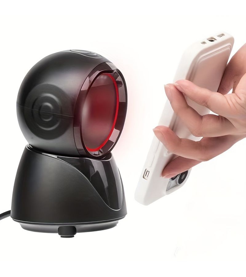 Black 2D Omnidirectional Barcode Scanner Desktop QR Code Reader Platform - Image 4