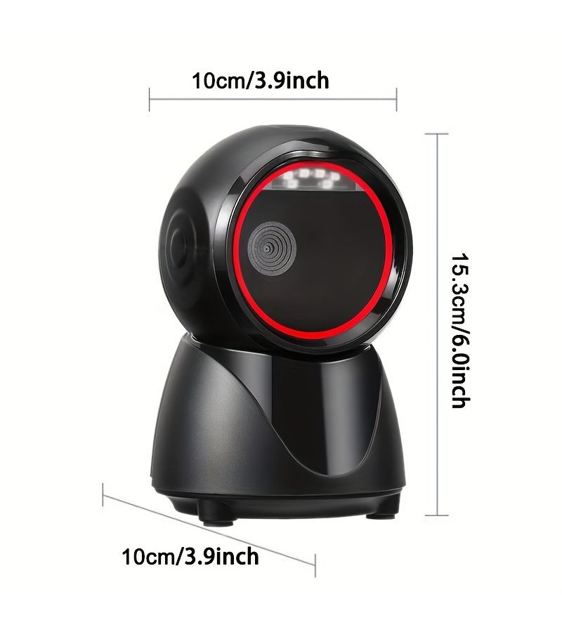Black 2D Omnidirectional Barcode Scanner Desktop QR Code Reader Platform - Image 2