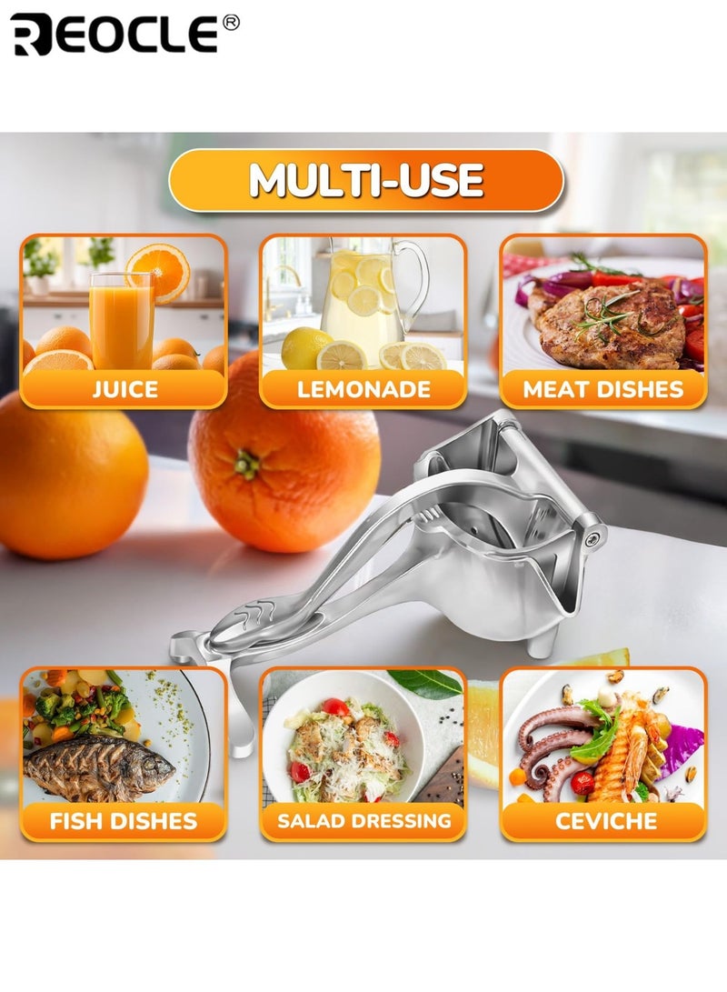 ريوكل عصارة يدوية من الفولاذ المقاوم للصدأ لعصر البرتقال، تصميم متين موفر للمساحة، تفصل بين اللب والعصير، مثالية للرمان والاستخدام المنزلي، ملحقات مطبخ عالية الجودة بحجم 18.7 × 11.2 × 9.3 سم - Image 4