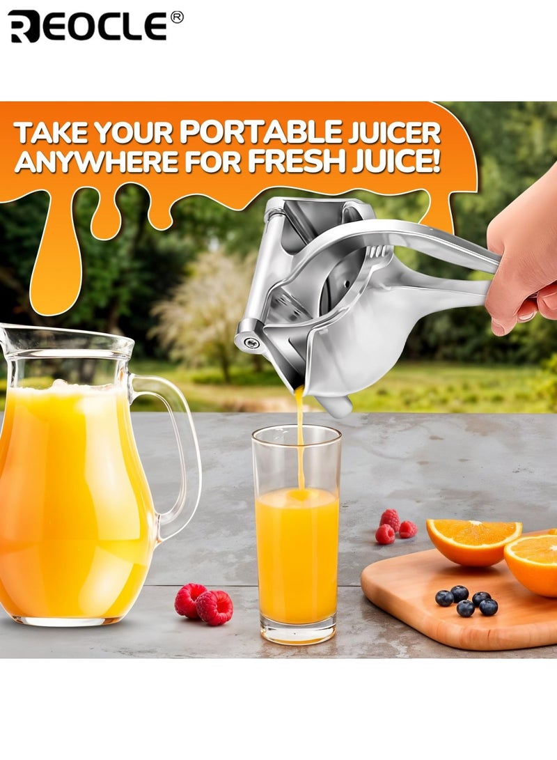 ريوكل عصارة يدوية من الفولاذ المقاوم للصدأ لعصر البرتقال، تصميم متين موفر للمساحة، تفصل بين اللب والعصير، مثالية للرمان والاستخدام المنزلي، ملحقات مطبخ عالية الجودة بحجم 18.7 × 11.2 × 9.3 سم - Image 5