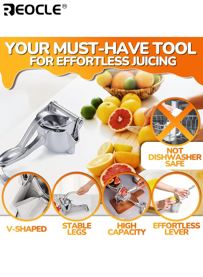 ريوكل عصارة يدوية من الفولاذ المقاوم للصدأ لعصر البرتقال، تصميم متين موفر للمساحة، تفصل بين اللب والعصير، مثالية للرمان والاستخدام المنزلي، ملحقات مطبخ عالية الجودة بحجم 18.7 × 11.2 × 9.3 سم - Image 3