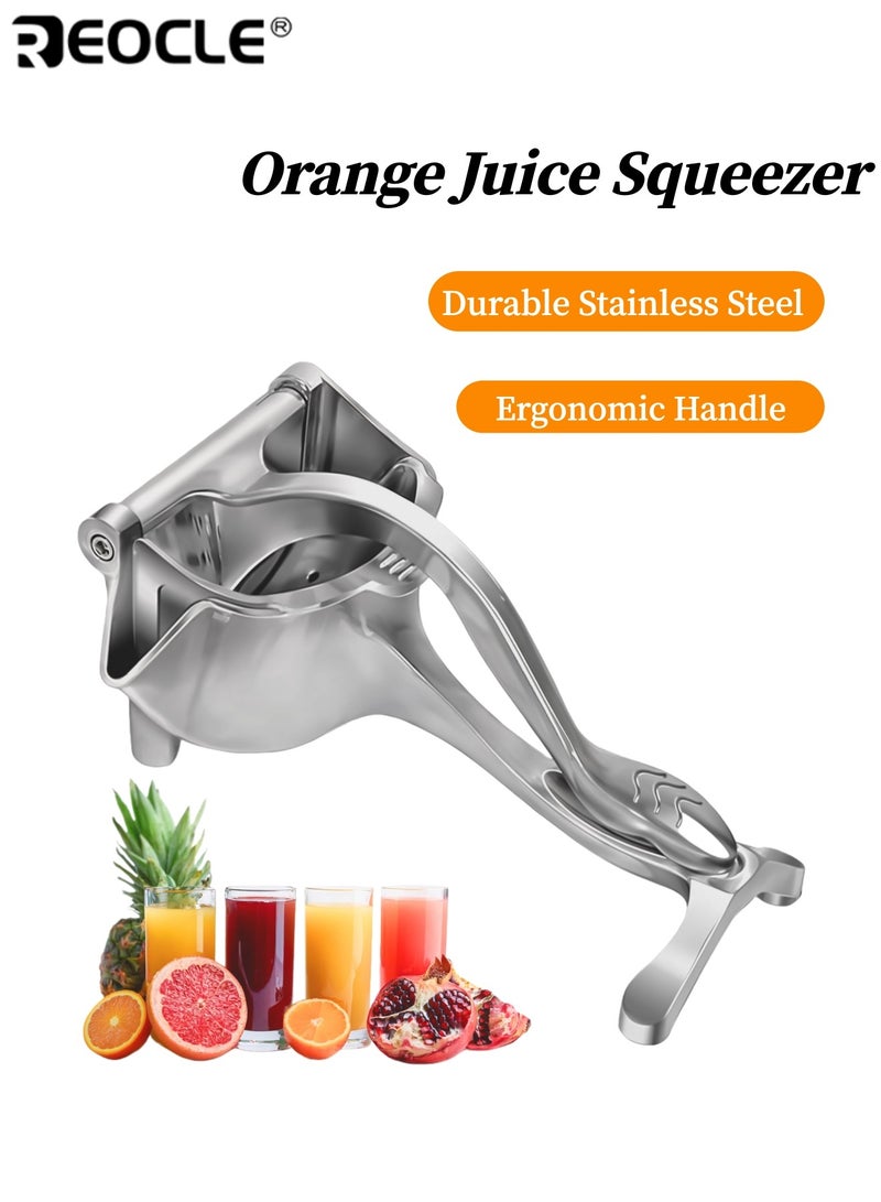 ريوكل عصارة يدوية من الفولاذ المقاوم للصدأ لعصر البرتقال، تصميم متين موفر للمساحة، تفصل بين اللب والعصير، مثالية للرمان والاستخدام المنزلي، ملحقات مطبخ عالية الجودة بحجم 18.7 × 11.2 × 9.3 سم - Image 1