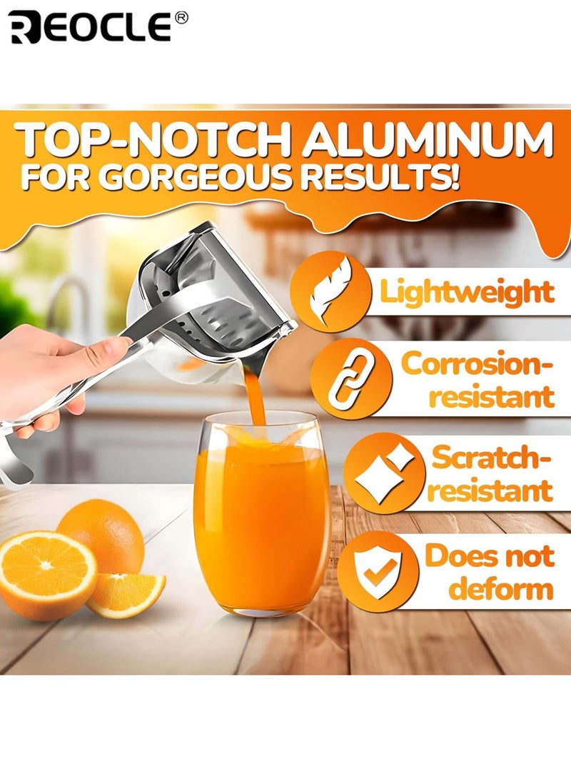 ريوكل عصارة يدوية من الفولاذ المقاوم للصدأ لعصر البرتقال، تصميم متين موفر للمساحة، تفصل بين اللب والعصير، مثالية للرمان والاستخدام المنزلي، ملحقات مطبخ عالية الجودة بحجم 18.7 × 11.2 × 9.3 سم - Image 2
