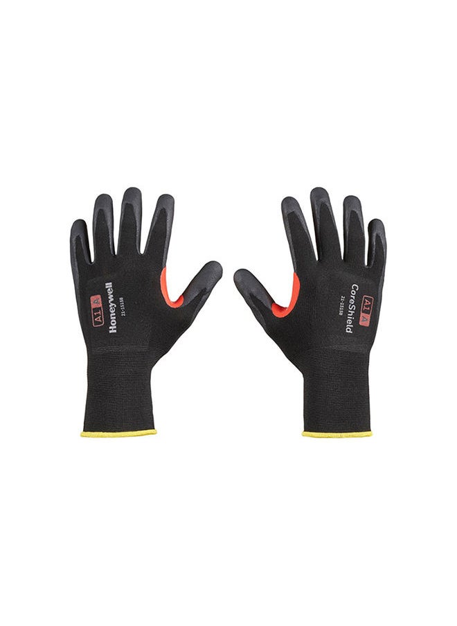 Honeywell Gauge Nylon Microfoam Nitrile Coating Ansi Cut Level A1 Safety Gloves Black Large