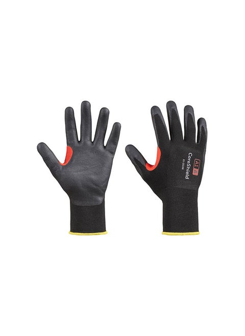 Honeywell Gauge Nylon Microfoam Nitrile Coating Ansi Cut Level A1 Safety Gloves Black Large