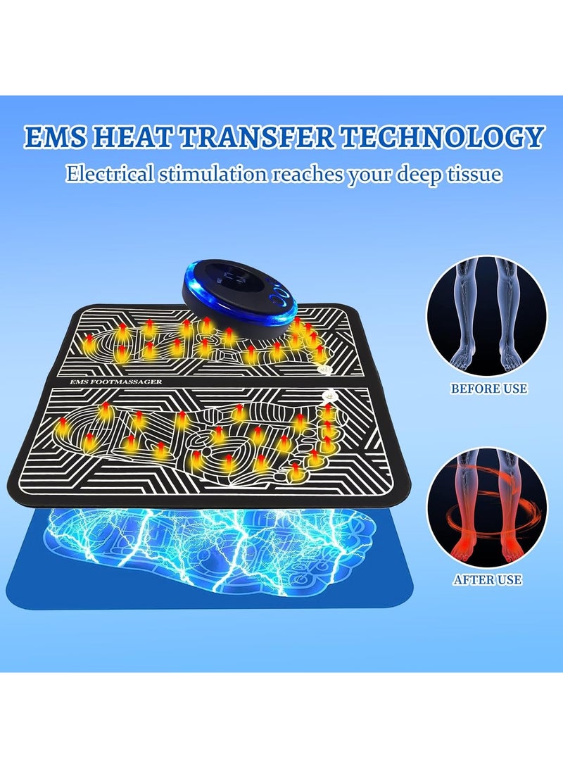 8 Modes EMS Foot Massager Electronic Feet Massager for Pain and Circulation,19 Intensities Relax Muscle Stimulatior Massage Mat for Feet Folding Portable,Best Present for Parents - Image 2