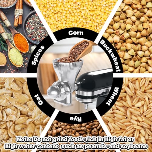 GLINK All Metal Grain Mill Attachment for KitchenAid Stand Mixer,12 Levels Flour Grinder Accessories, Grain Mill Attachment Fit for Grinding Wheat, Corn, Oats, Buckwheat, Millet and Other Cereals - Image 5