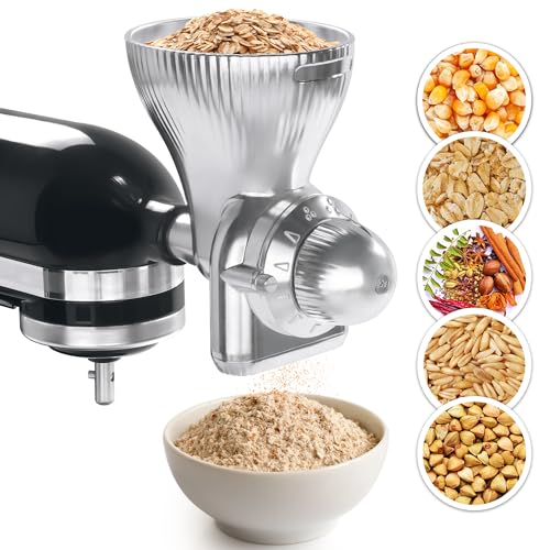 GLINK All Metal Grain Mill Attachment for KitchenAid Stand Mixer,12 Levels Flour Grinder Accessories, Grain Mill Attachment Fit for Grinding Wheat, Corn, Oats, Buckwheat, Millet and Other Cereals - Image 1