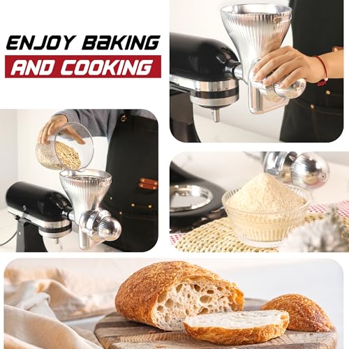 GLINK All Metal Grain Mill Attachment for KitchenAid Stand Mixer,12 Levels Flour Grinder Accessories, Grain Mill Attachment Fit for Grinding Wheat, Corn, Oats, Buckwheat, Millet and Other Cereals - Image 3
